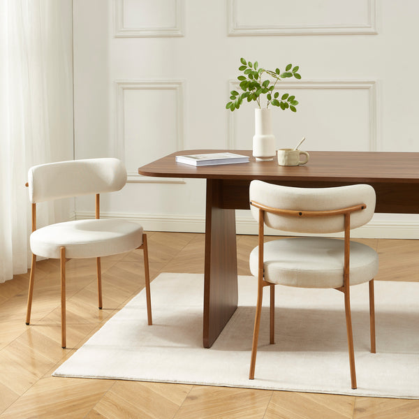 Lot de 2 chaises tissu beige pieds métal finition bois