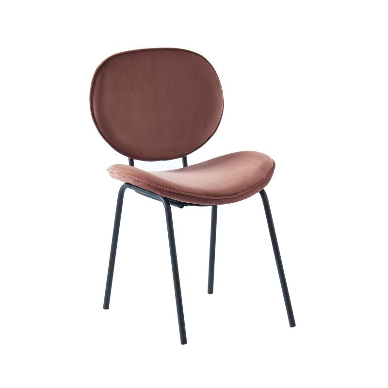 Chaise velour rose pieds métal noir