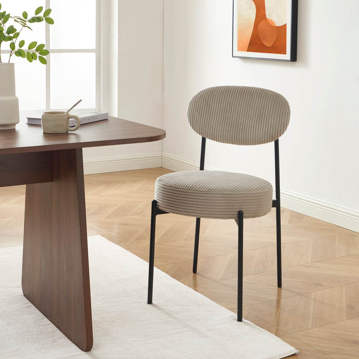 Lot de 2 chaises velours cotele taupe