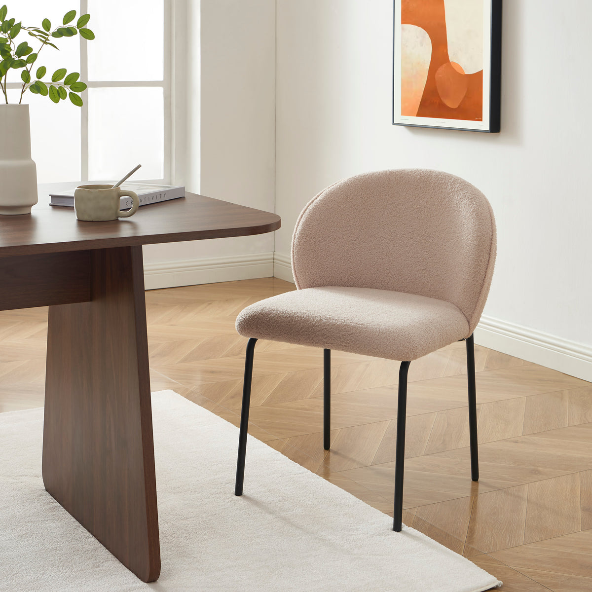Lot de 2 chaises tissu bouclette taupe
