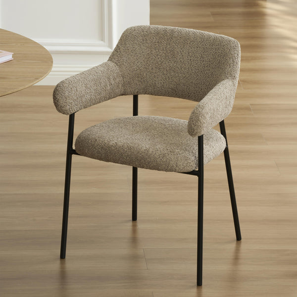 Lot de 2 fauteuils repas tissu marron glacé pieds métal noir