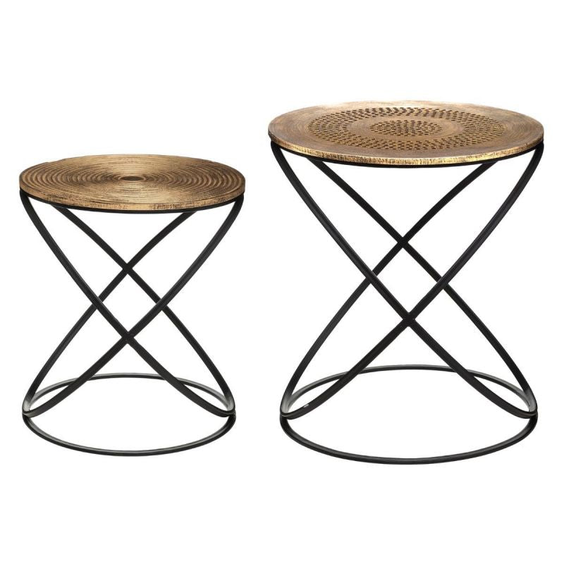 Lot de 2 tables basses bois et métal