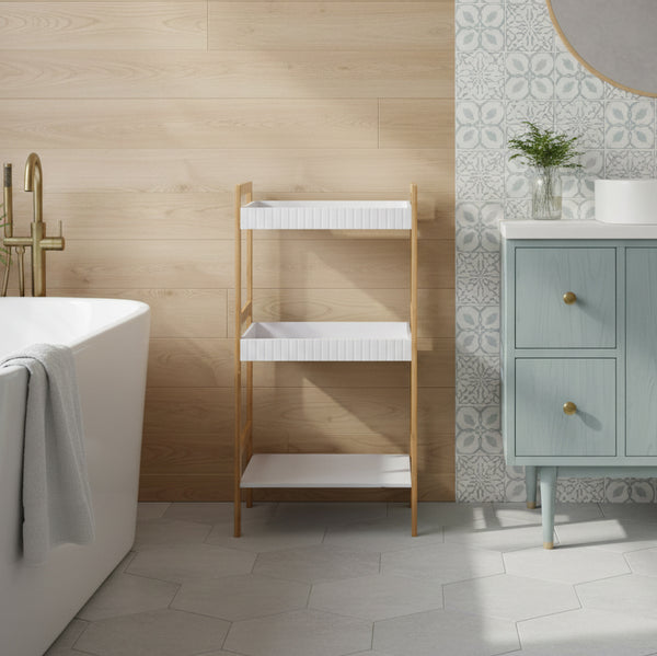 Meuble de salle de bain en bambou 3 plateaux