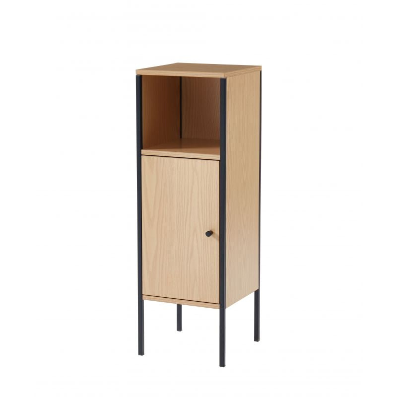 Colonne de salle de bain en bois et métal noir 90x30