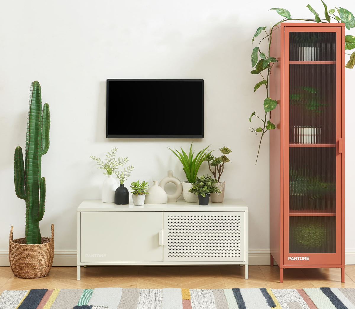 Meuble TV beige sable 120 cm