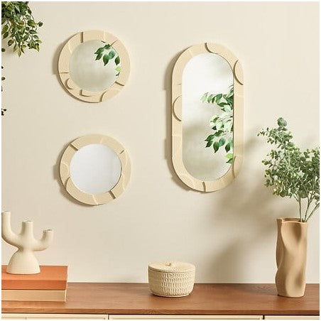 Lot de 3 miroirs art déco beige