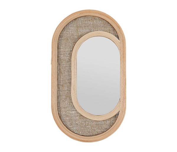 Miroir oval en rotin naturel H50