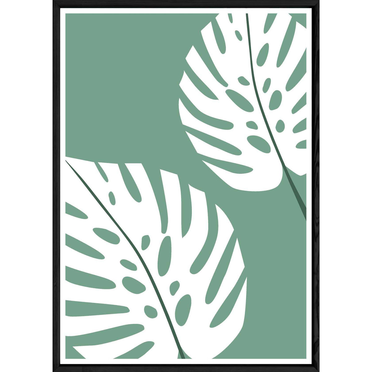 Tableau plante verte avec cadre noir POP – Taille 32x42