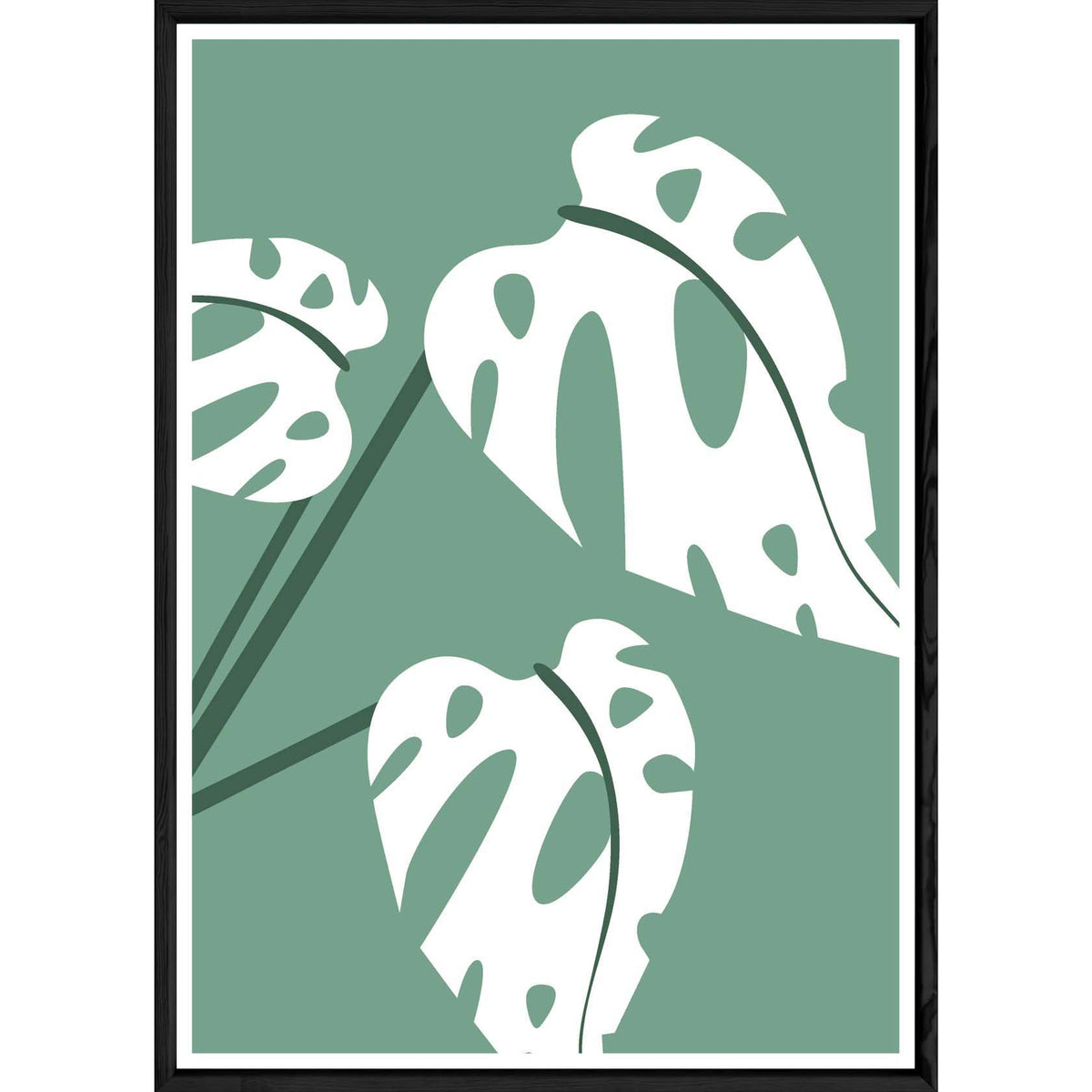Tableau plante verte avec cadre noir POP – Taille 23x32