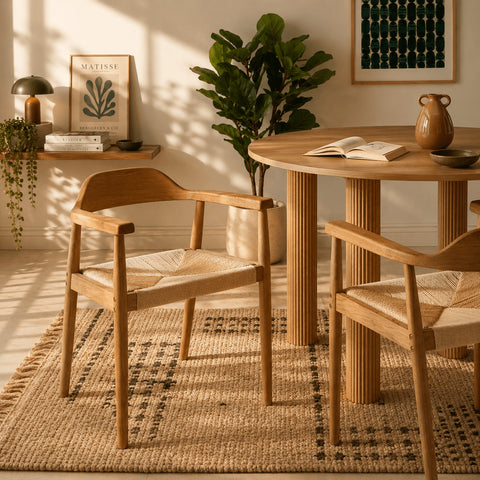 Lot de 2 chaises chêne massif et corde