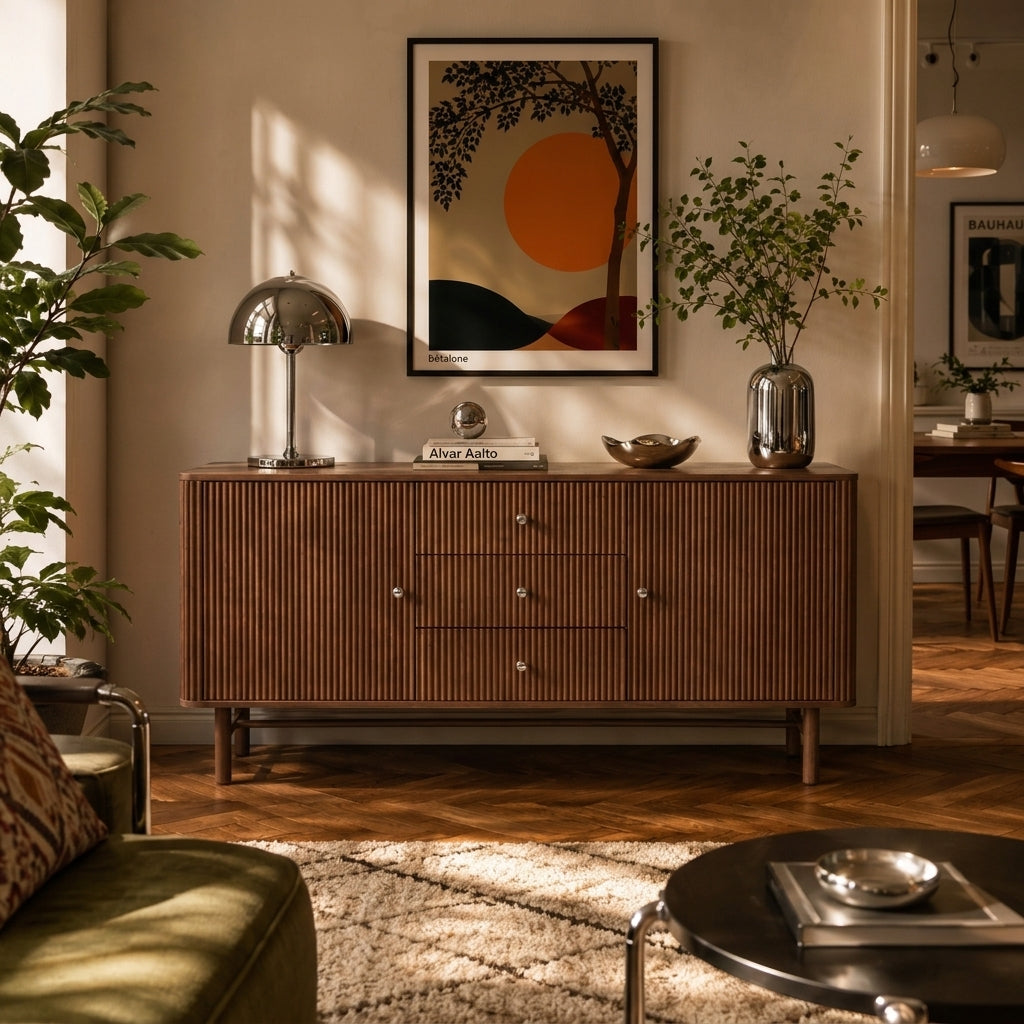 Buffet placage chêne teinté noyer 160 cm