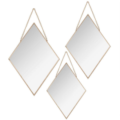 Lot de 3 miroirs losanges dorés