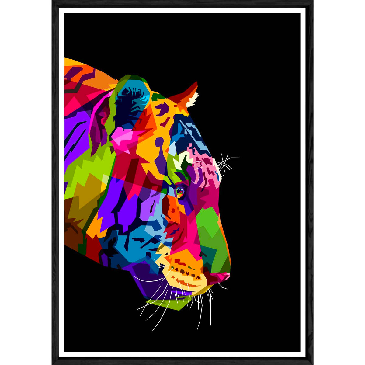 Tableau tigre avec cadre noir – Taille 32x42