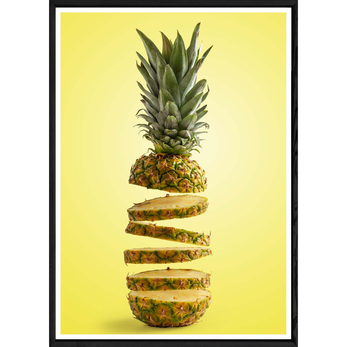 Tableau ananas avec cadre noir POP – Taille 32x42