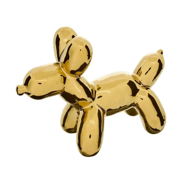 Statuette chien doré L14cm
