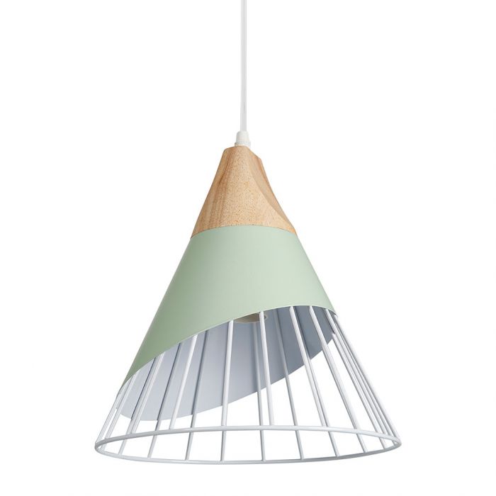 Suspension vert d'eau en métal et en bois art déco H30