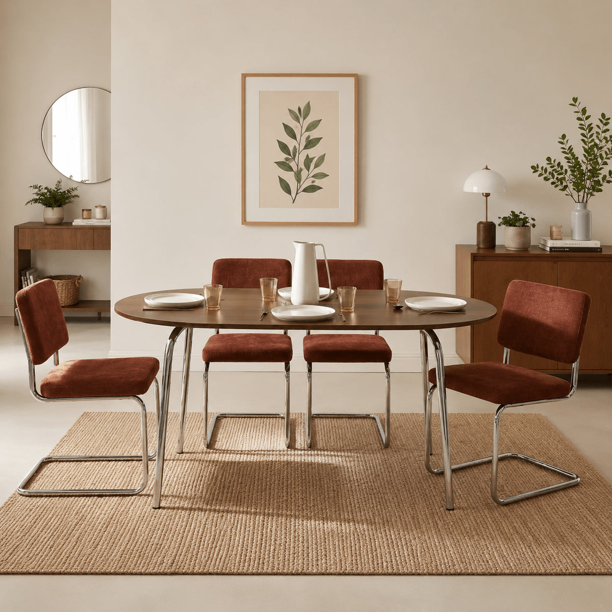 Table à manger effet noyer 160 cm