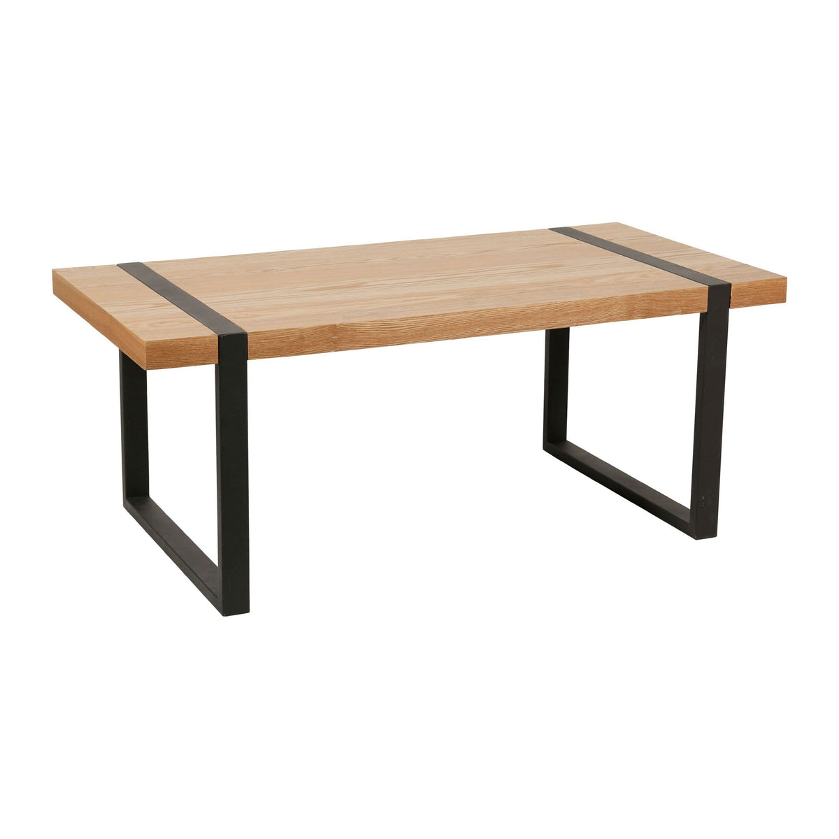 Table basse 100x50x40 en bois clair et pied métal