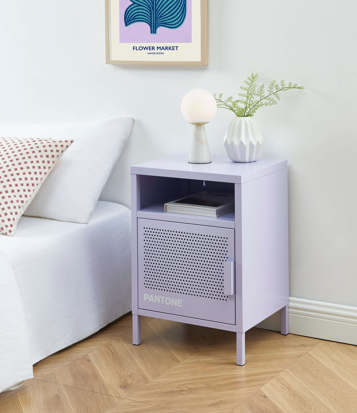 Table de chevet métal lilas 40 cm