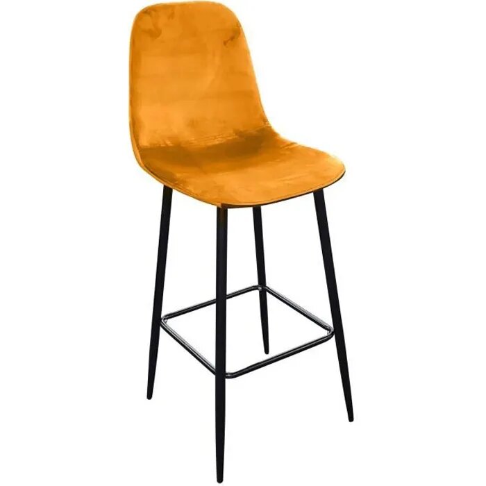 Tabouret en velours moutarde