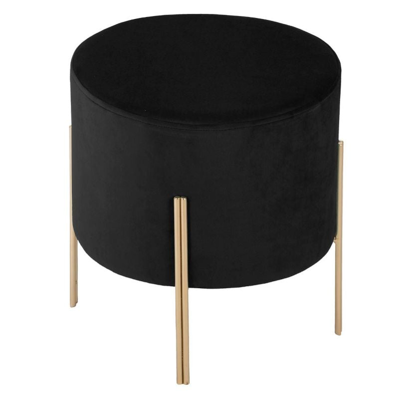 Pouf en velours noir H40