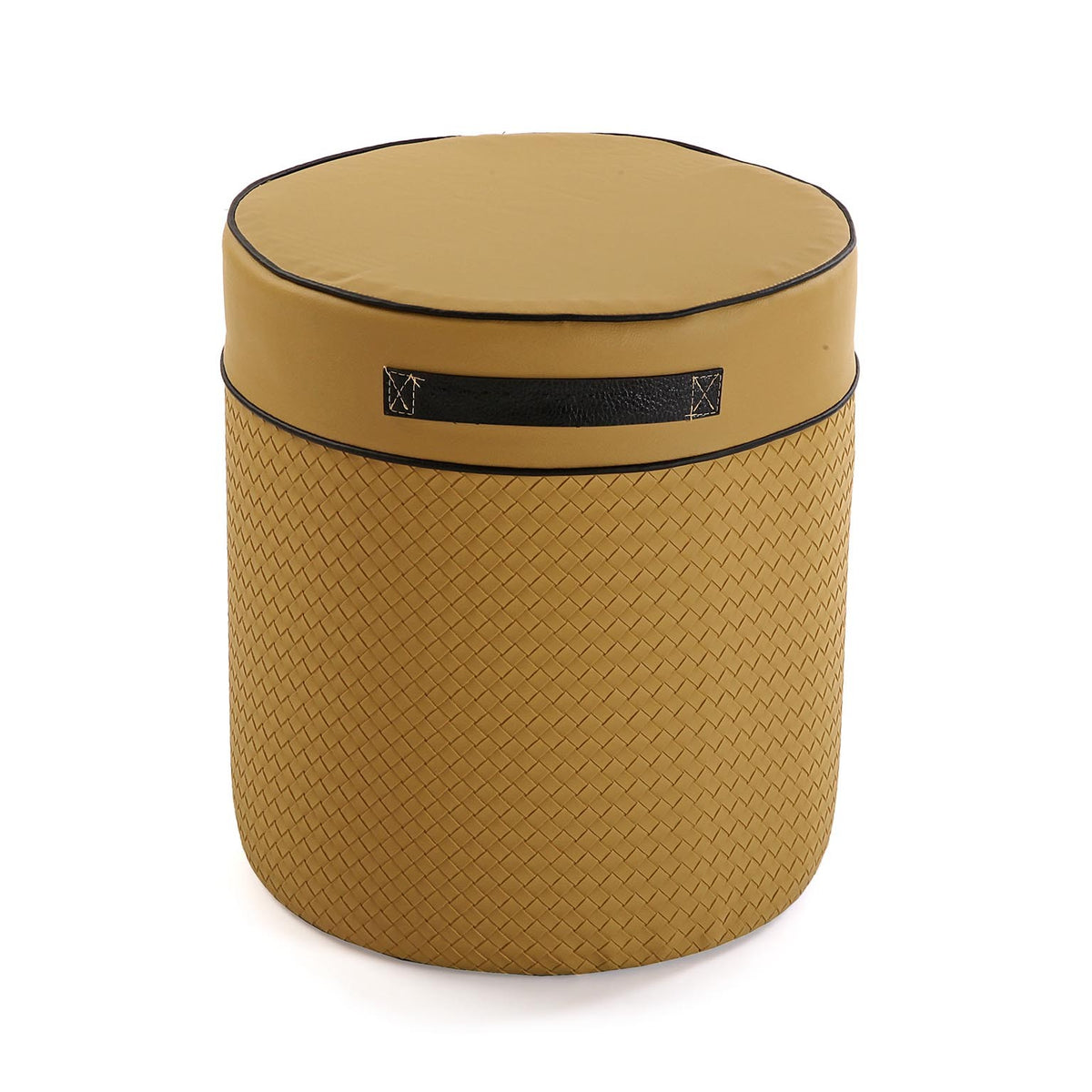Tabouret rond en simili ocre