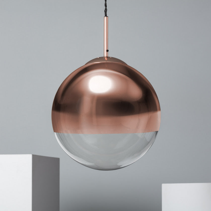 Suspension cuivrée et verre D25