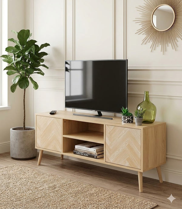 Meuble TV 2 portes & 2 étagères avec système Push & Pull SELLY