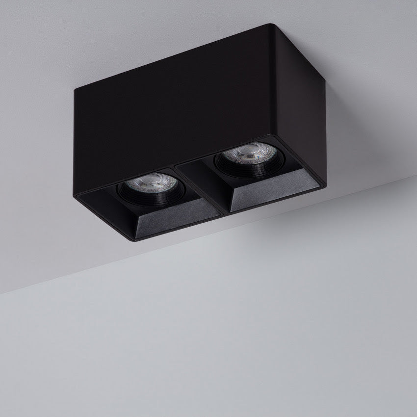 Plafonnier orientable noir en métal double éclairage