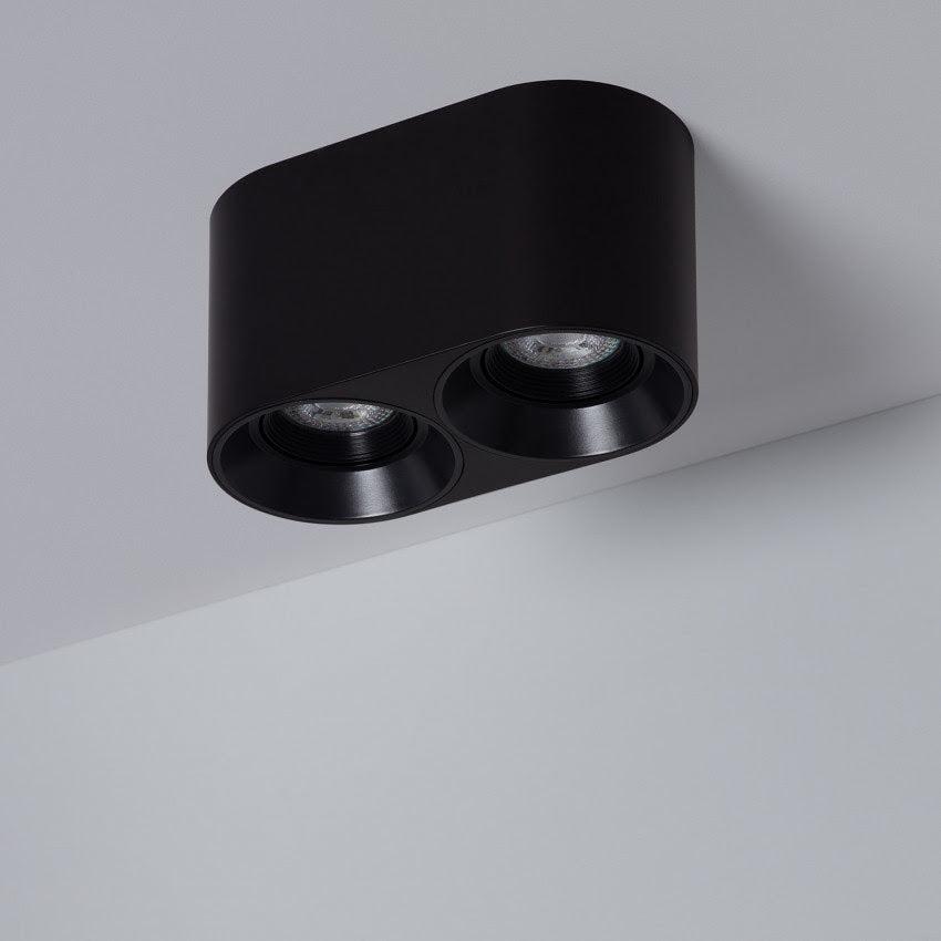 Plafonnier orientable noir en métal double éclairage