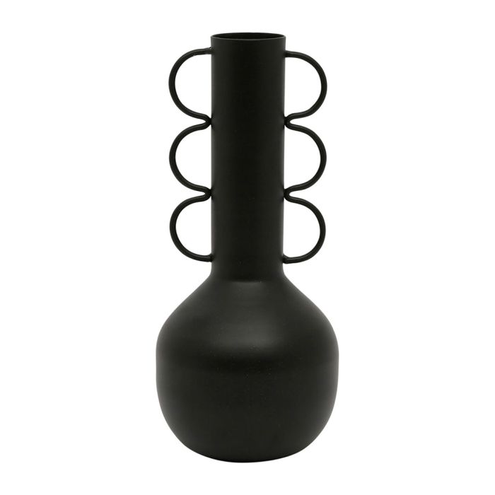 Vase ethnique noir en métal H25