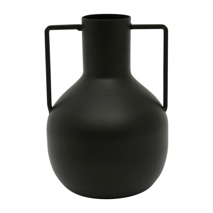 Vase ethnique noir en métal H16