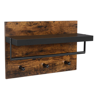 Patère + étagère en bois foncé L75