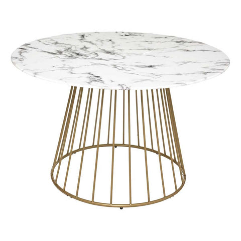 Table à manger ronde en métal et verre effet marbre D120