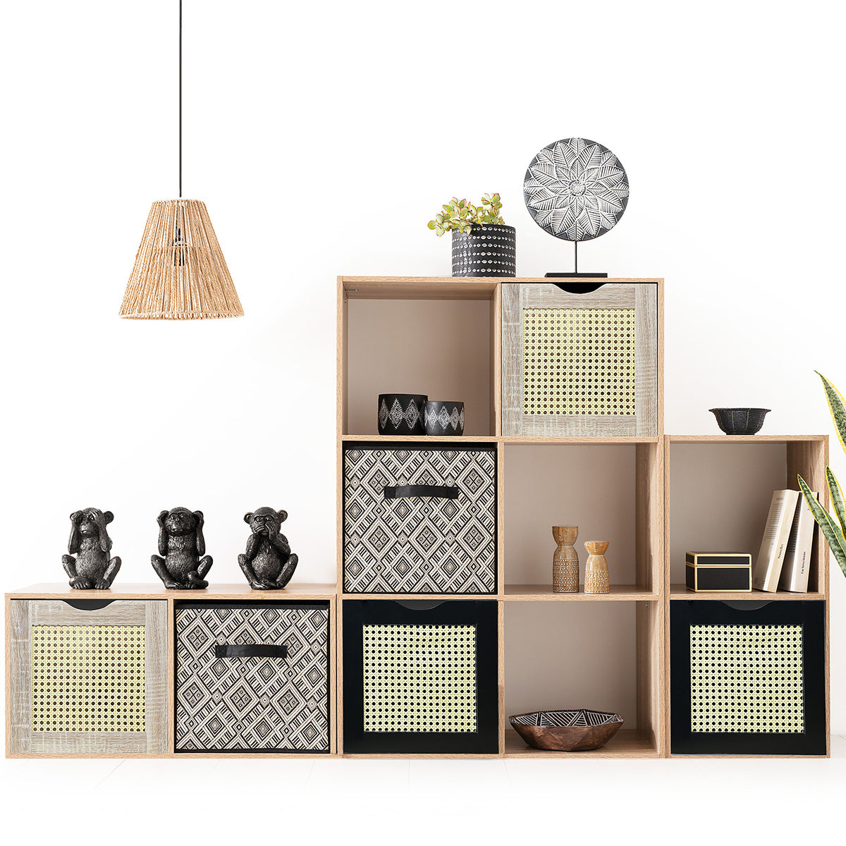 Étagère 2 cases effet chêne gris L34,5 x H67,5 cm