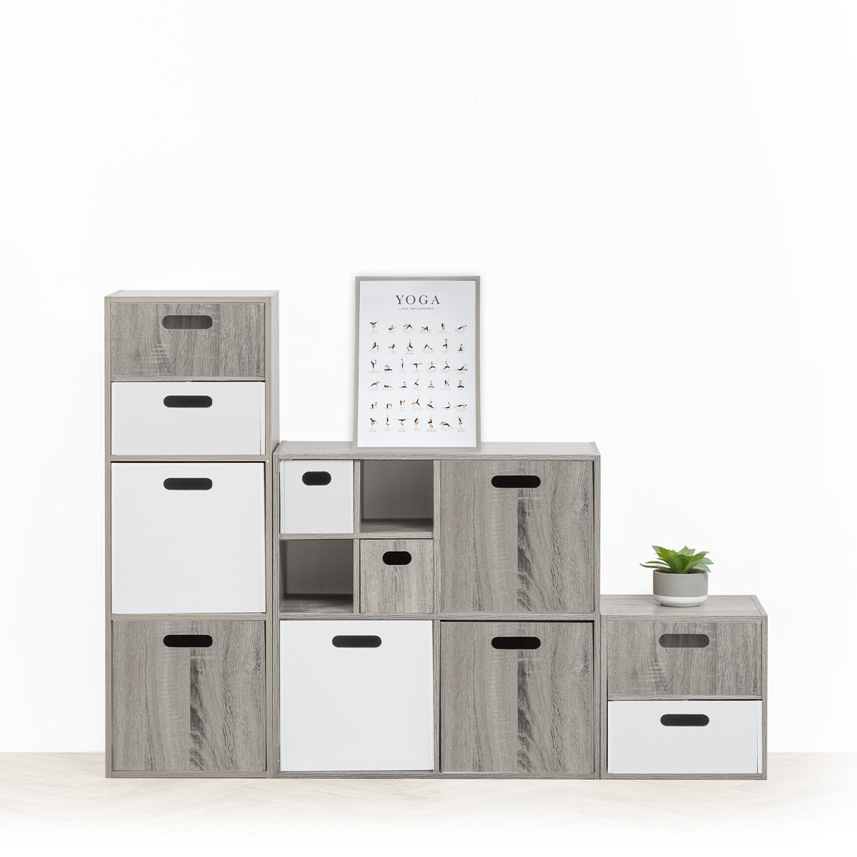 Étagère 4 cases effet chêne gris L67,5 x H67,5 cm