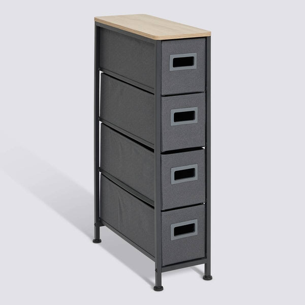 Rangement 4 tiroirs en tissu gris foncé L48 x H77 cm
