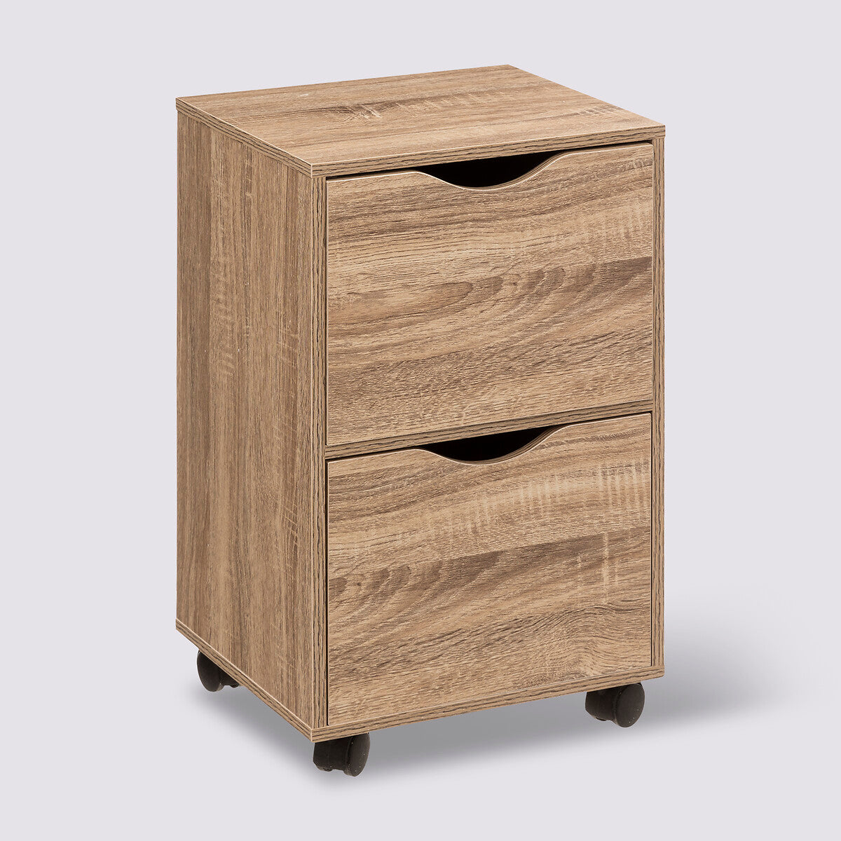 Cajonera de 2 cajones con ruedas efecto roble natural An33 x Al56 cm