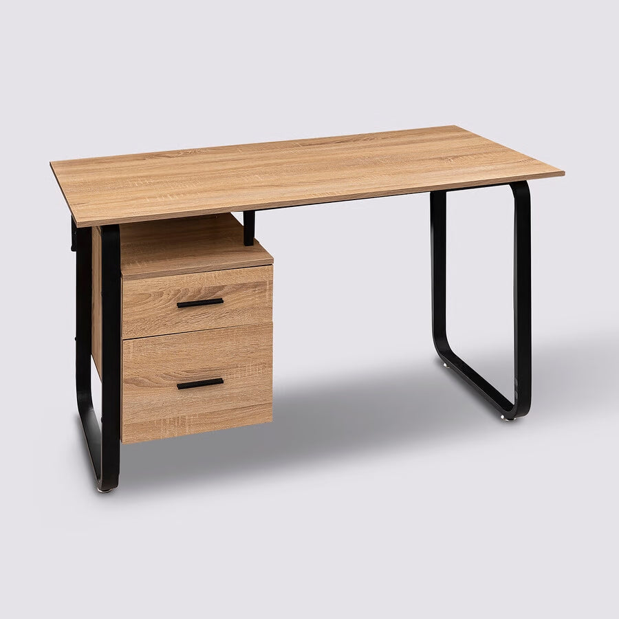 Bureau avec caisson métal et bois