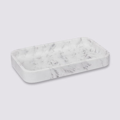 Plateau rectangle effet marbre blanc 20x12