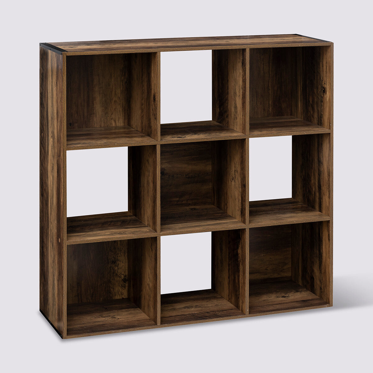 Étagère 9 cases effet bois foncé L100,5 x H100,5 cm