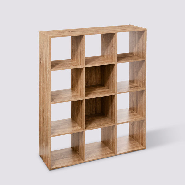 Étagère 12 cases épaisseur 15 mm effet chêne naturel L102 x H135,5 cm