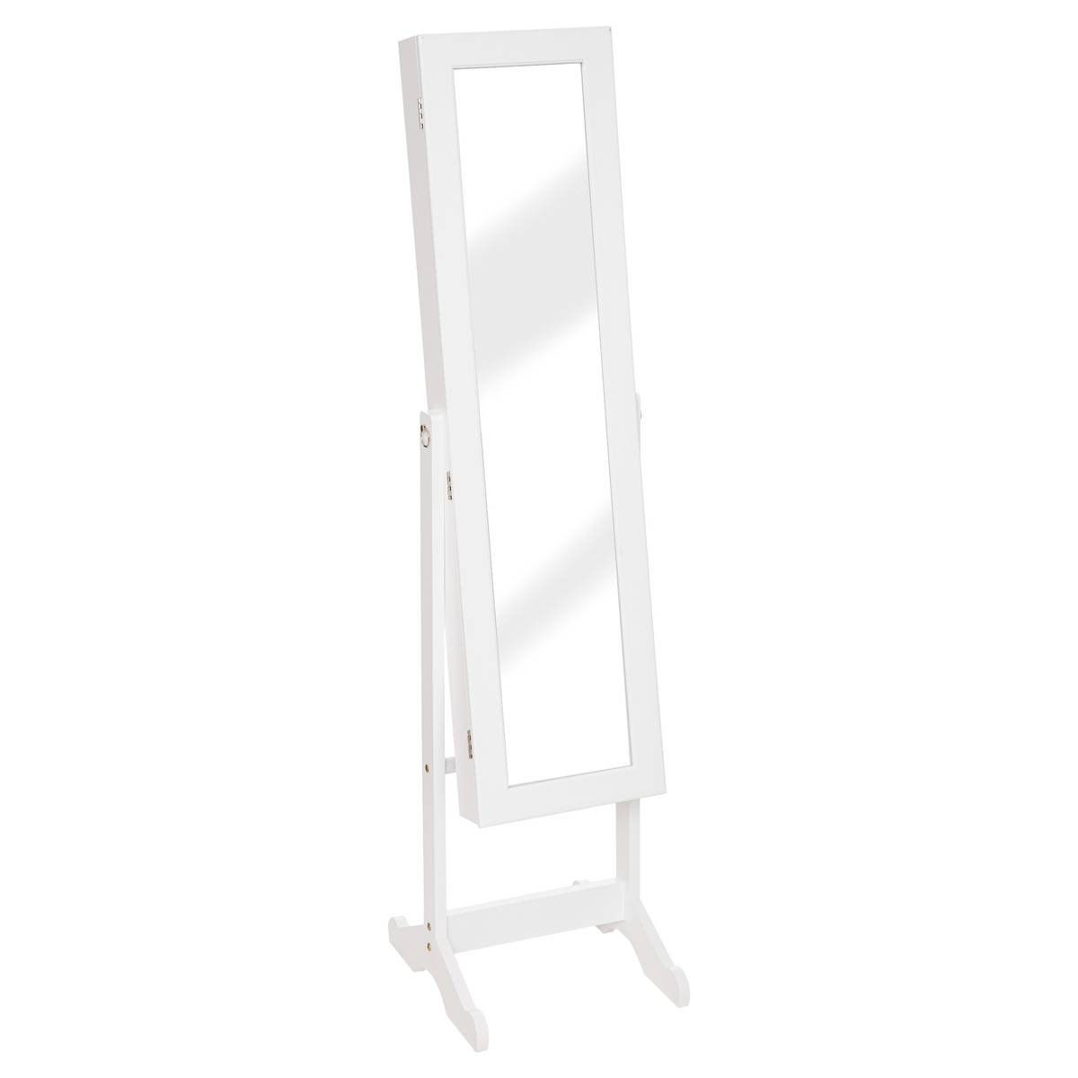 Armoire à bijoux sur pied avec miroir H147 cm blanc