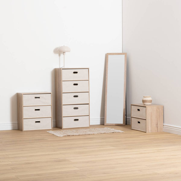 Commode 2 tiroirs L50 x P30 x H40 cm beige