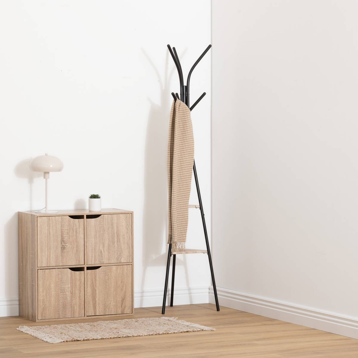 Étagère 4 cases L67,5 x P32 x H67,5 cm effet chêne clair