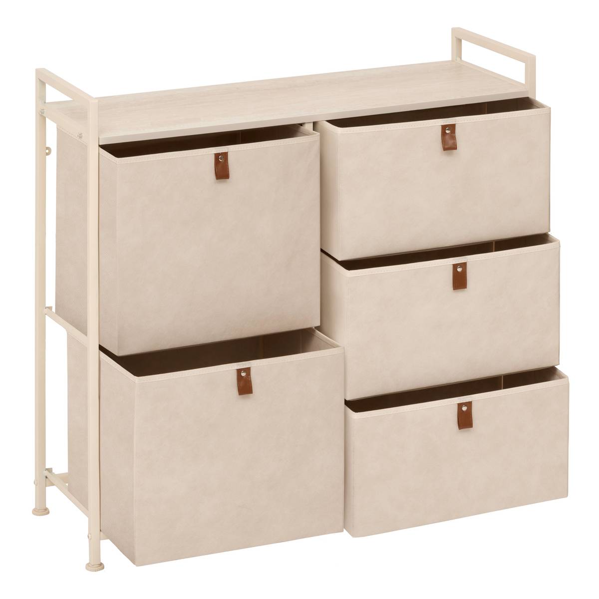 Rangement 5 tiroirs en tissu beige L83 x H77 cm