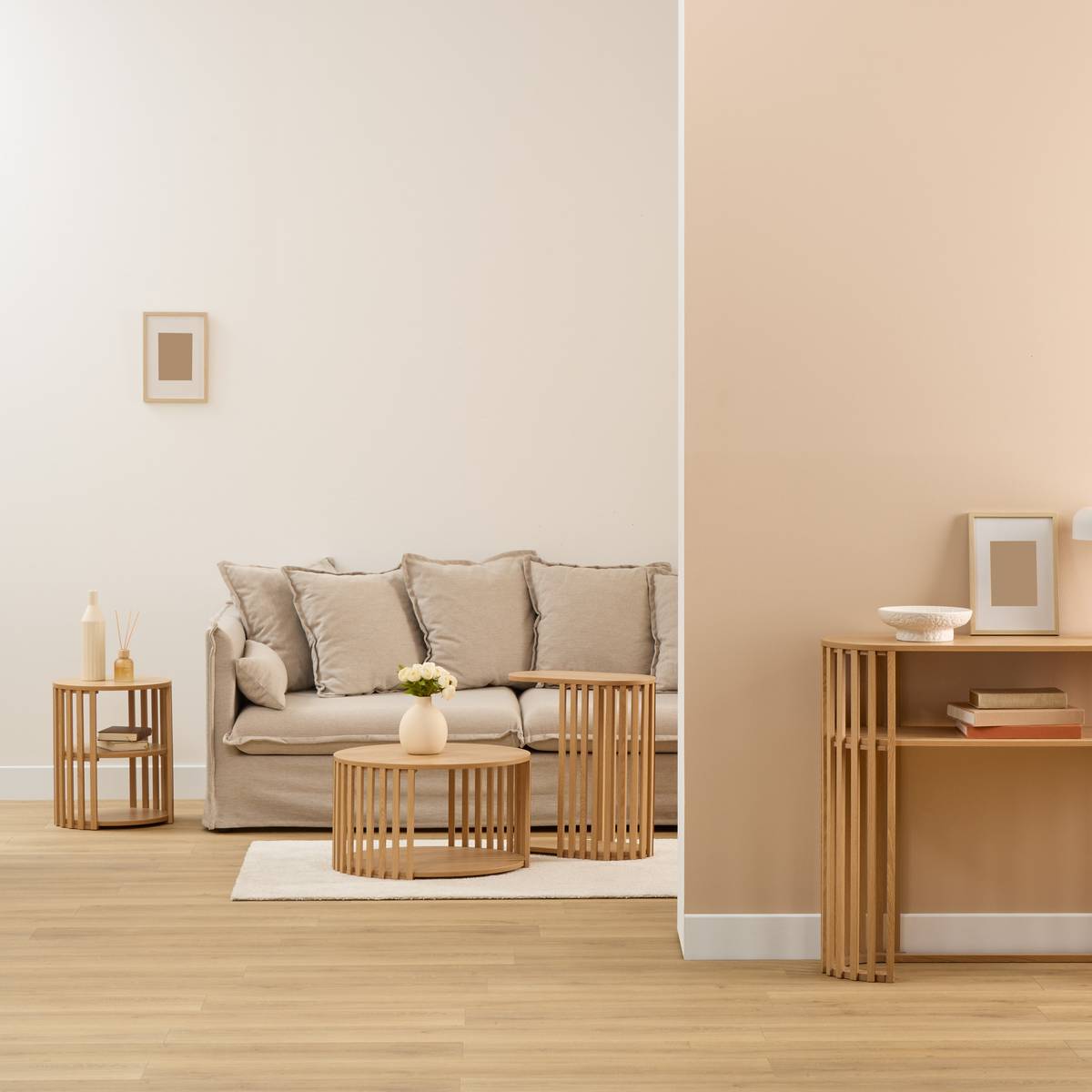 Table d'appoint 1 étagère haut 48 cm effet chêne clair