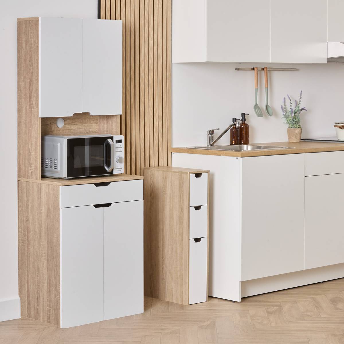 Buffet de cuisine haut 170 cm blanc
