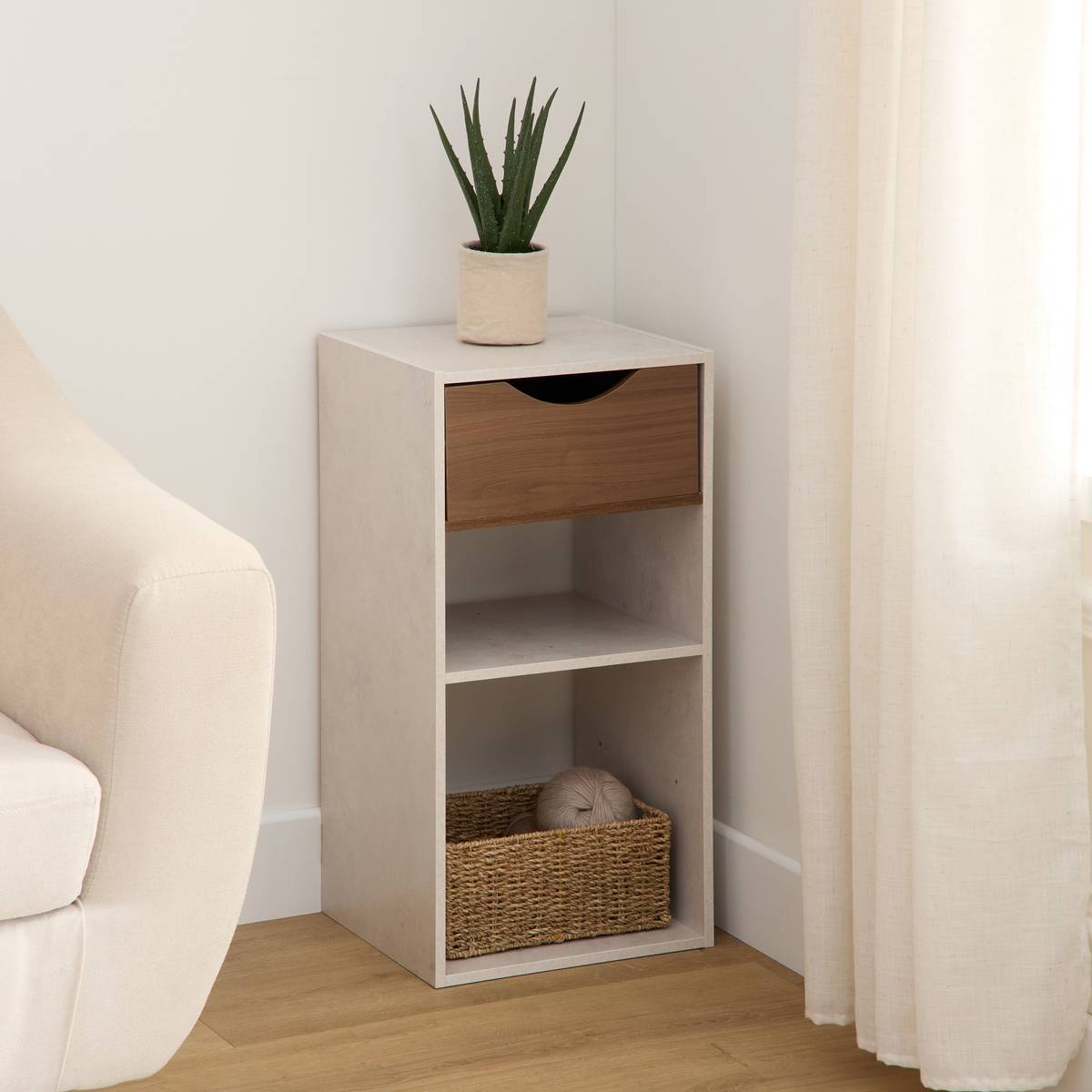 Étagère 2 cases effet travertin L34,5 x H67,5 cm