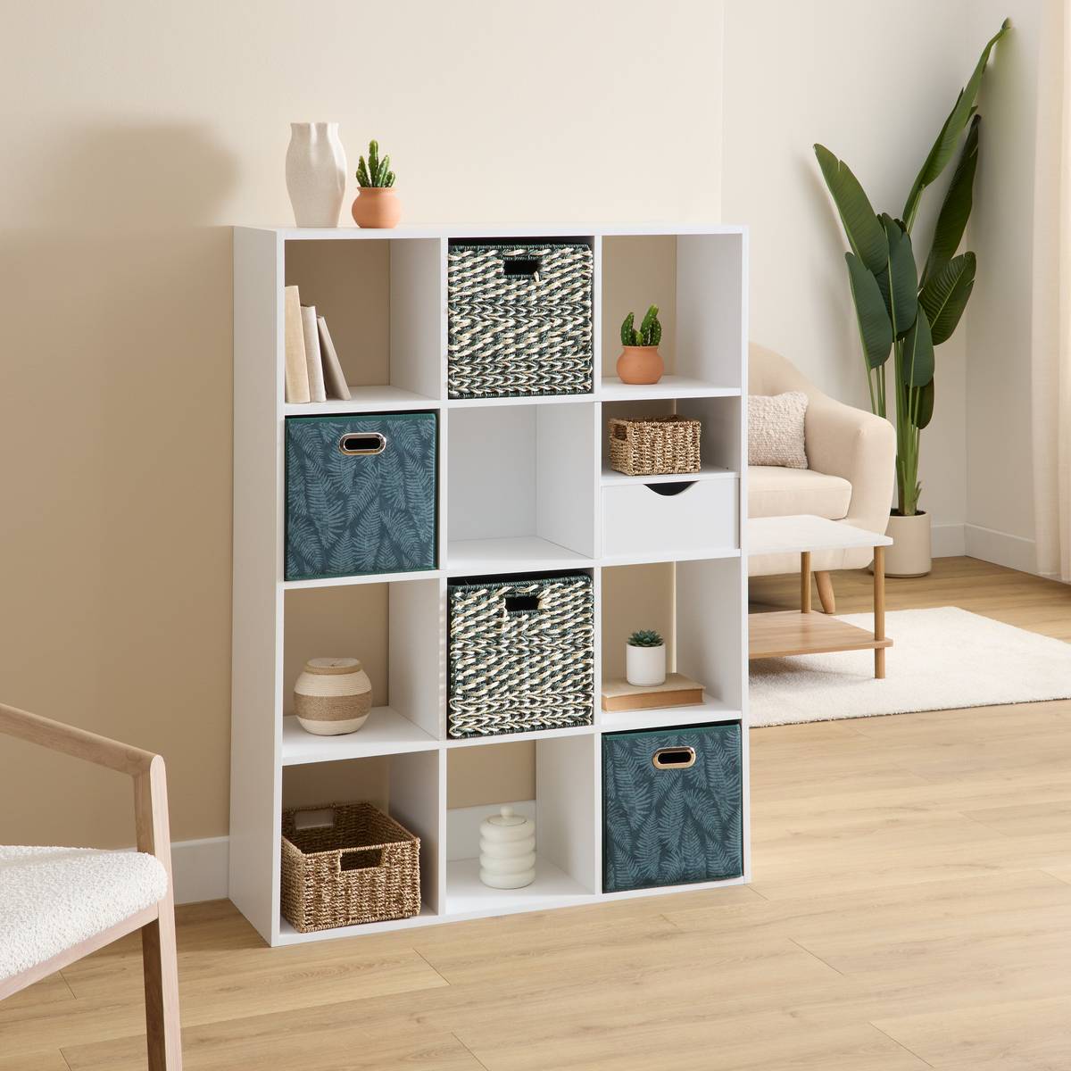 Étagère 12 cases 102 x 32 x 135,5 cm épaisseur 15 mm blanc